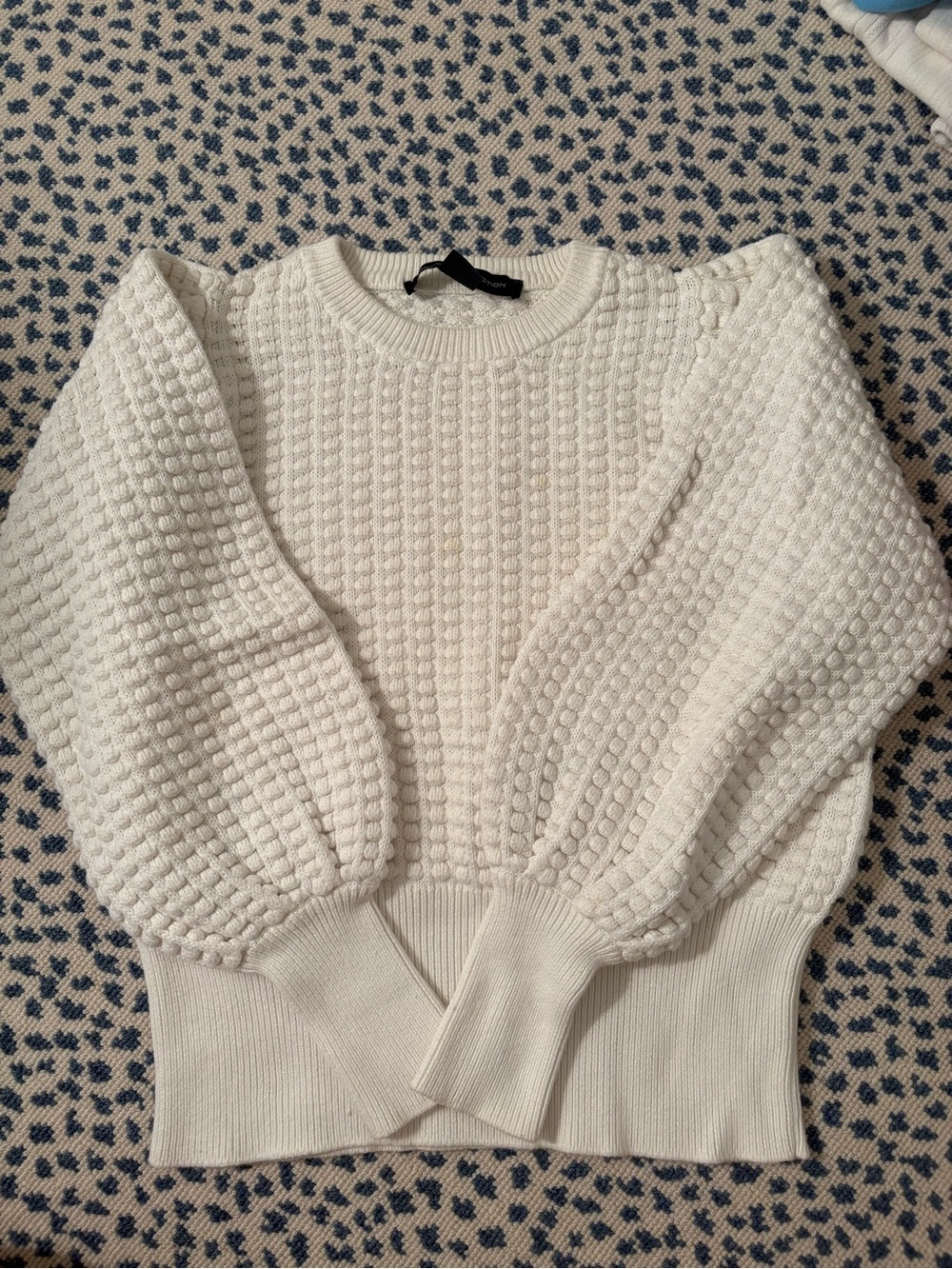 French Connection Cream Bubble Stitch Crewneck Sweater